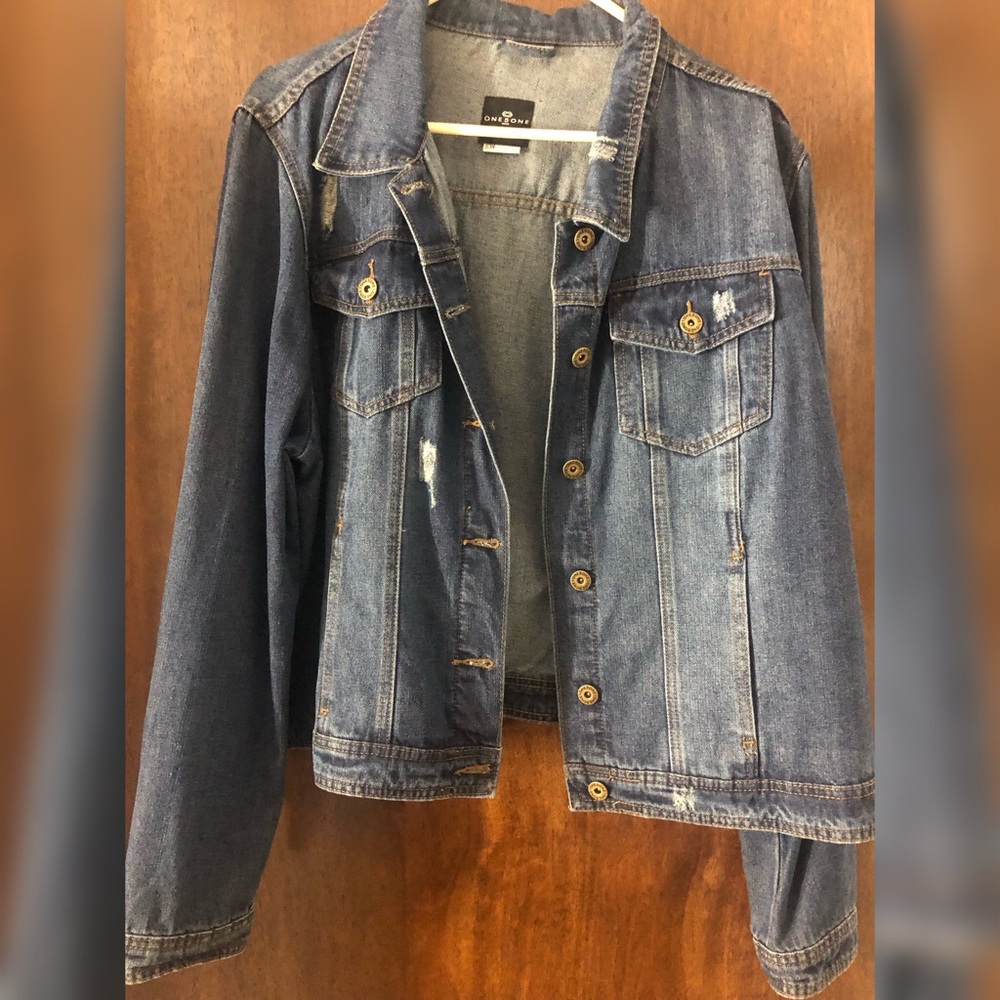 Distressed Denim Plus Jacket